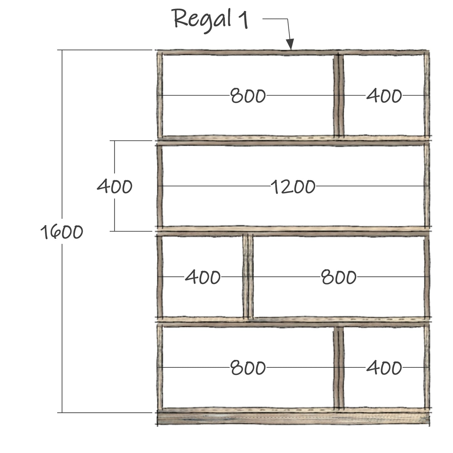 Regalsystem Modular Set Bücherregal Raumteiler Holz