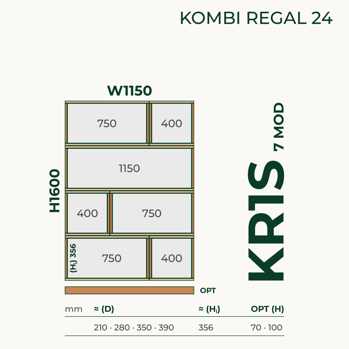 Modulares Standregal aus Bauholz | Kombi Regal 24 | Bücherregal, Raumteiler, Aktenregal - Amoligno - Modulares Standregal