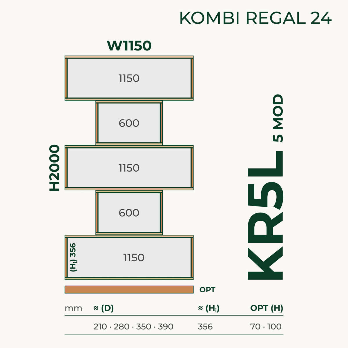 Modulares Standregal aus Bauholz | Kombi Regal 24 | Bücherregal, Raumteiler, Aktenregal - Amoligno - Modulares Standregal