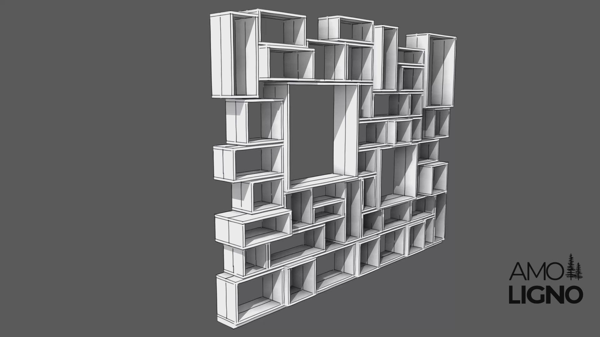 Modulares Regal | Klaus | aus Bauholz (gekalkt)