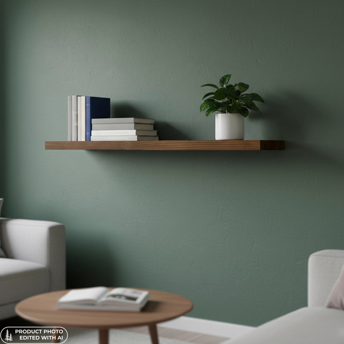 Schwebendes Wandregal aus Bauholz | Verbrannt | 30 bis 200 cm breit - Amoligno - Wandregale