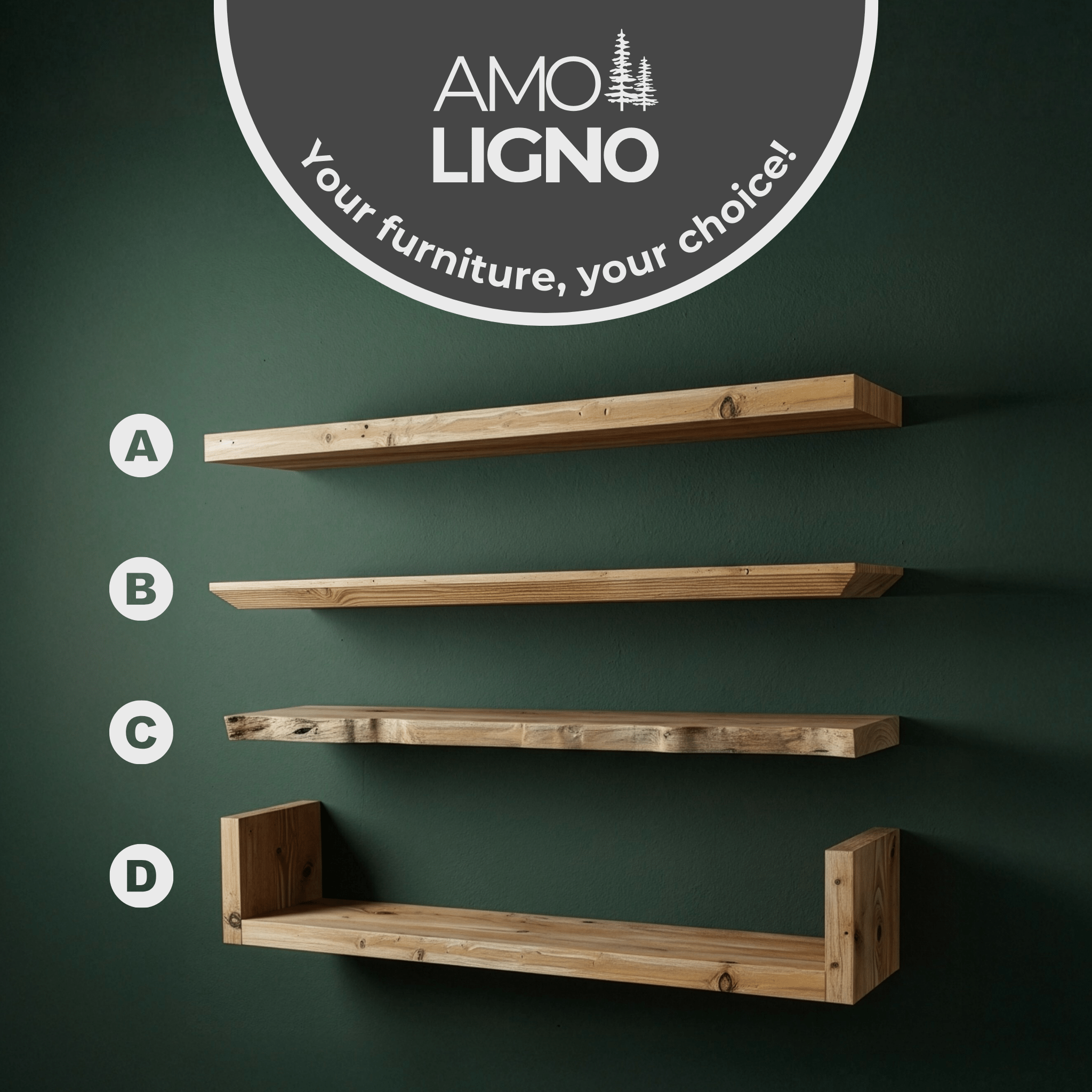 Schwebendes Wandregal | U - Form | 27cm - Amoligno - Wandregale