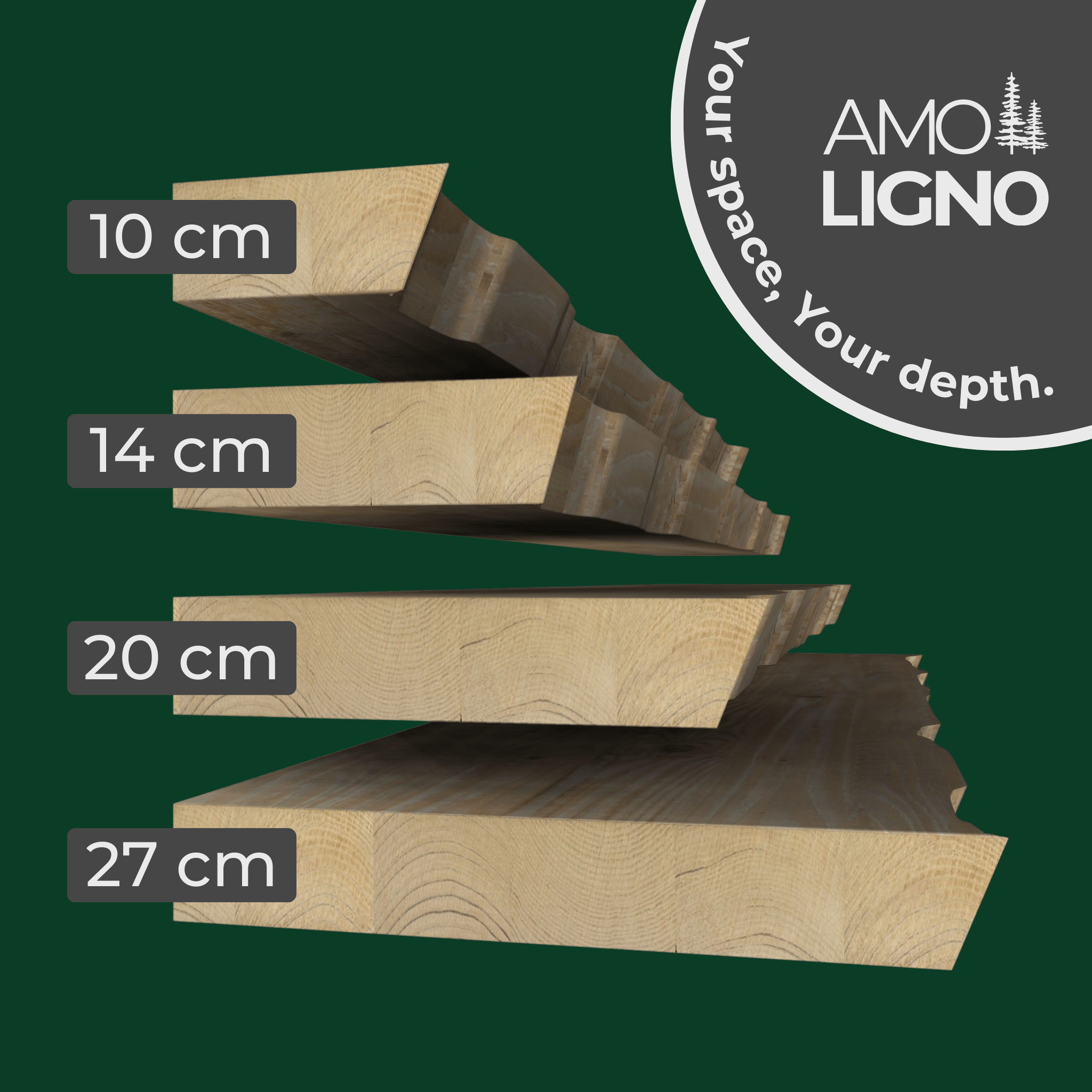 Schwebendes Wandregal | Waldkante | 27cm - Amoligno - Wandregale