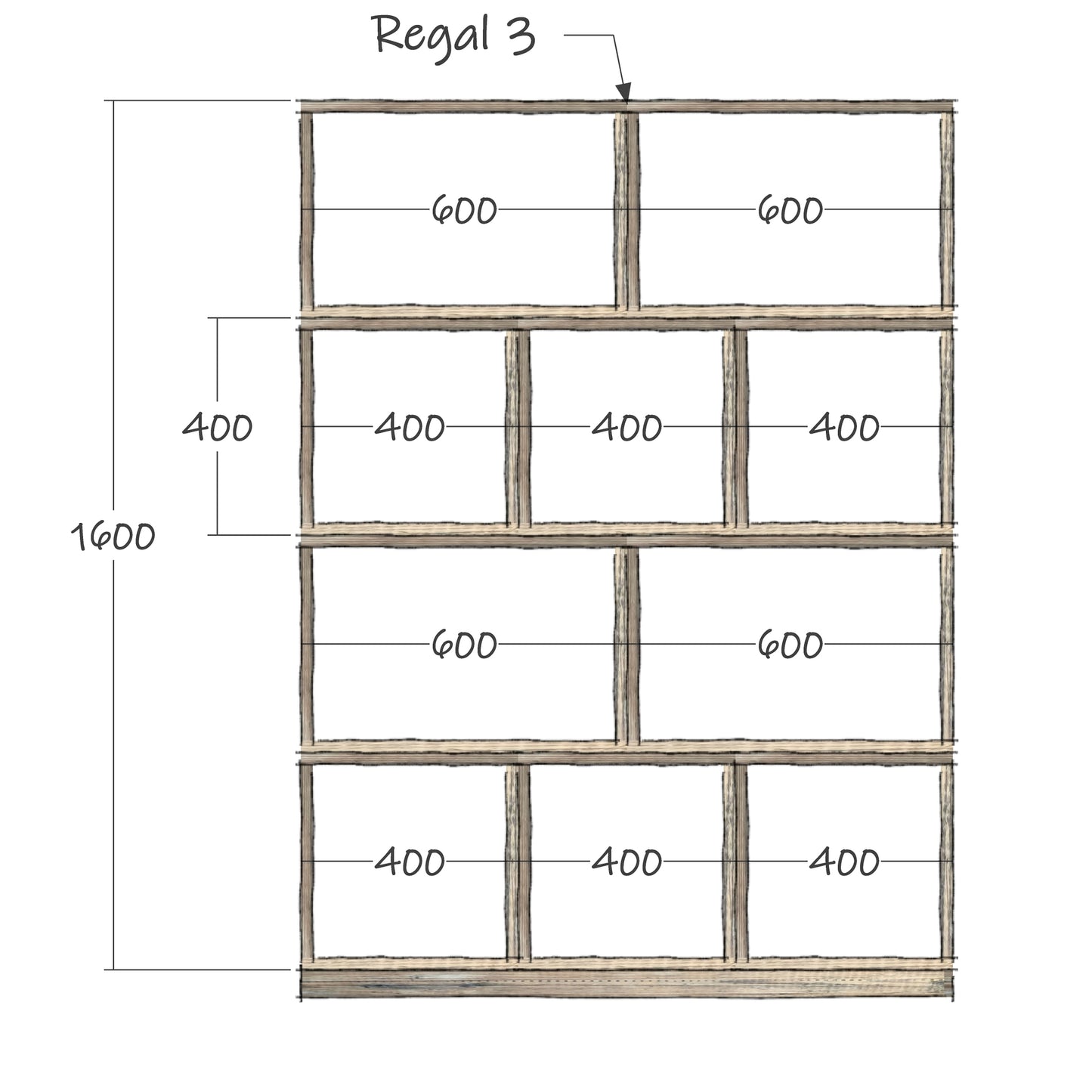 Regalsystem Modular Set Bücherregal Raumteiler Holz