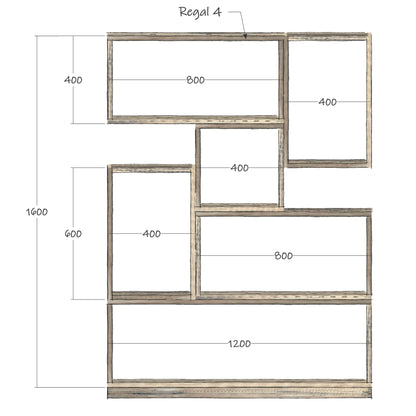 Regalsystem Modular Set Bücherregal Raumteiler Holz