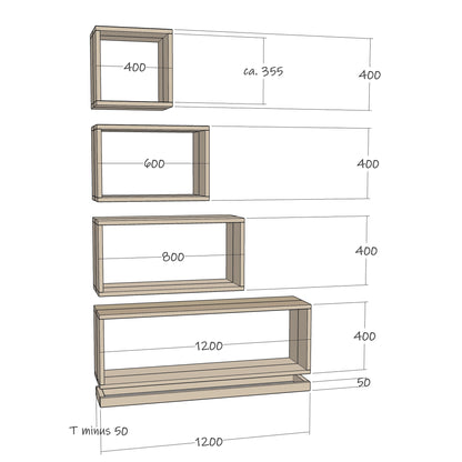 Regalsystem Modular Set Bücherregal Raumteiler Holz