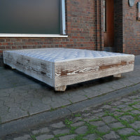 Minimalistisches Bettgestell geflammt - gekalkt - Amoligno - Betten