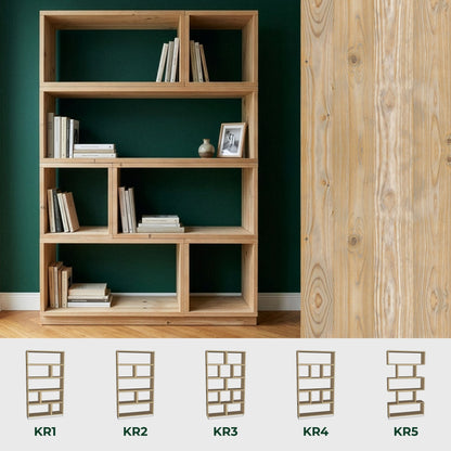 Modulares Standregal aus Bauholz | Kombi Regal 24 | Bücherregal, Raumteiler, Aktenregal - Amoligno - Modulares Standregal