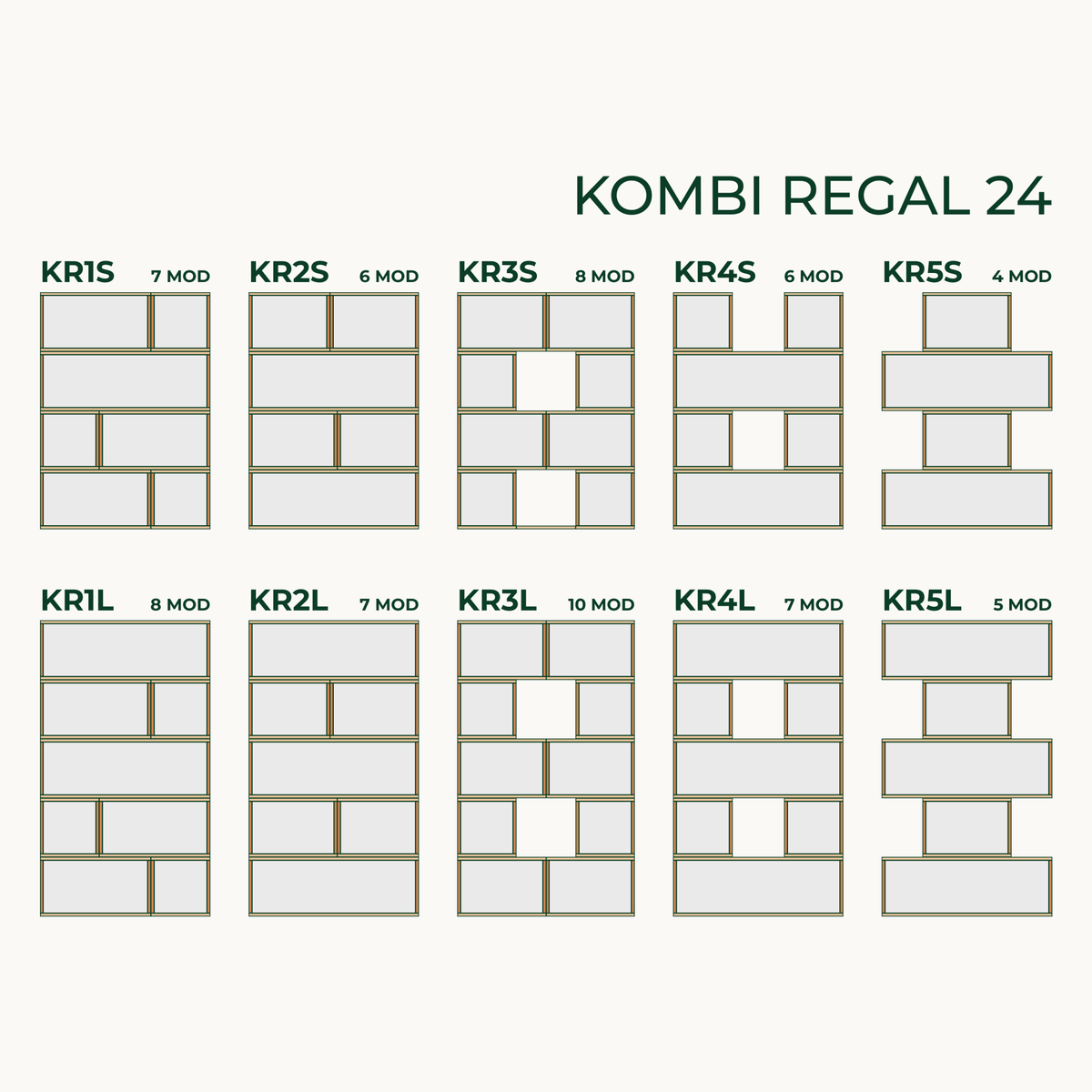 Modulares Standregal aus Bauholz | Kombi Regal 24 | Bücherregal, Raumteiler, Aktenregal - Amoligno - Modulares Standregal