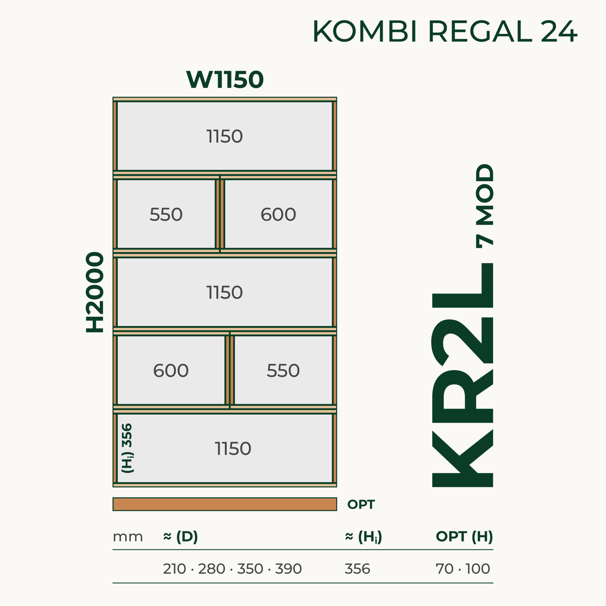 Modulares Standregal aus Bauholz | Kombi Regal 24 | Bücherregal, Raumteiler, Aktenregal - Amoligno - Modulares Standregal