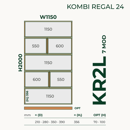 Modulares Standregal aus Bauholz | Kombi Regal 24 | Bücherregal, Raumteiler, Aktenregal - Amoligno - Modulares Standregal