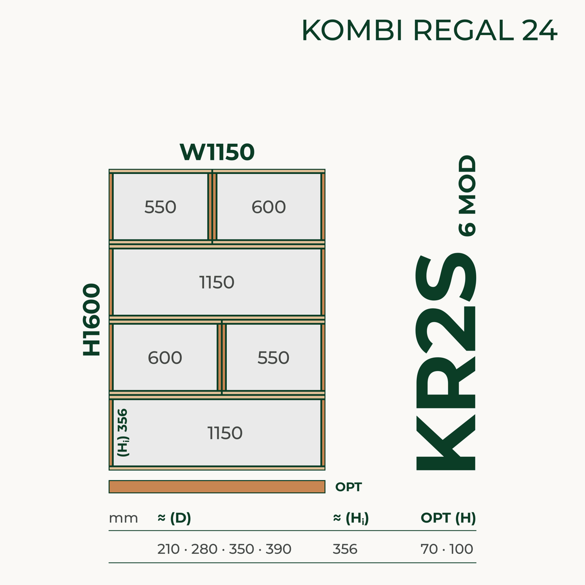 Modulares Standregal aus Bauholz | Kombi Regal 24 | Bücherregal, Raumteiler, Aktenregal - Amoligno - Modulares Standregal