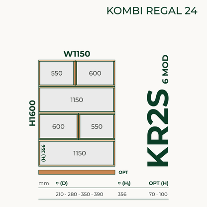 Modulares Standregal aus Bauholz | Kombi Regal 24 | Bücherregal, Raumteiler, Aktenregal - Amoligno - Modulares Standregal