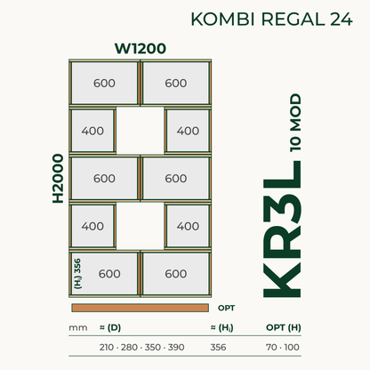 Modulares Standregal aus Bauholz | Kombi Regal 24 | Bücherregal, Raumteiler, Aktenregal - Amoligno - Modulares Standregal