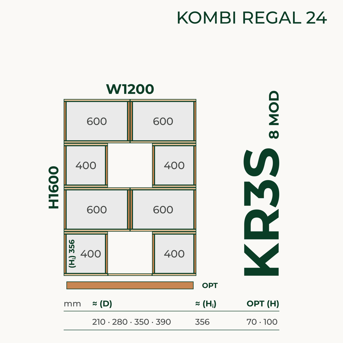 Modulares Standregal aus Bauholz | Kombi Regal 24 | Bücherregal, Raumteiler, Aktenregal - Amoligno - Modulares Standregal