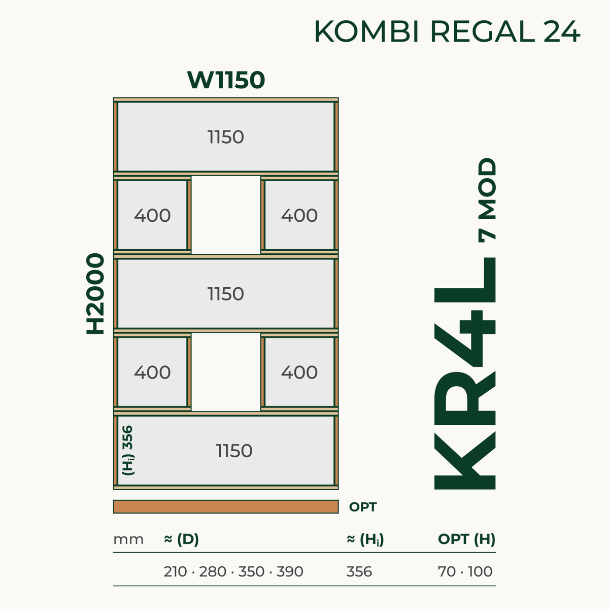 Modulares Standregal aus Bauholz | Kombi Regal 24 | Bücherregal, Raumteiler, Aktenregal - Amoligno - Modulares Standregal