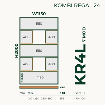 Modulares Standregal aus Bauholz | Kombi Regal 24 | Bücherregal, Raumteiler, Aktenregal - Amoligno - Modulares Standregal