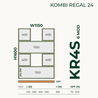 Modulares Standregal aus Bauholz | Kombi Regal 24 | Bücherregal, Raumteiler, Aktenregal - Amoligno - Modulares Standregal