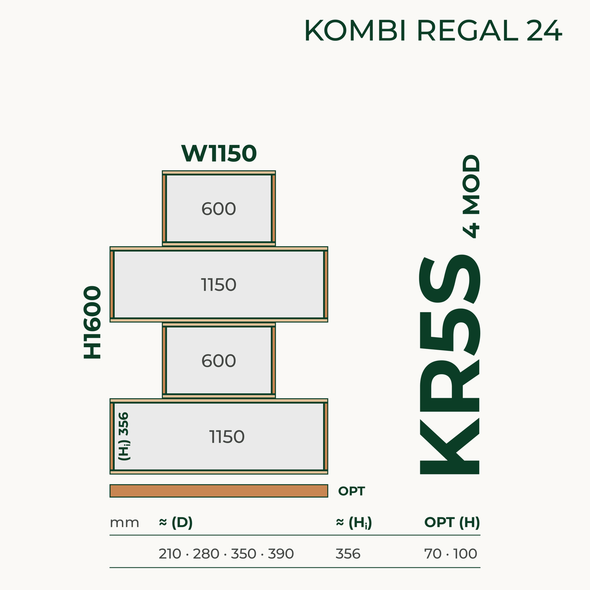 Modulares Standregal aus Bauholz | Kombi Regal 24 | Bücherregal, Raumteiler, Aktenregal - Amoligno - Modulares Standregal