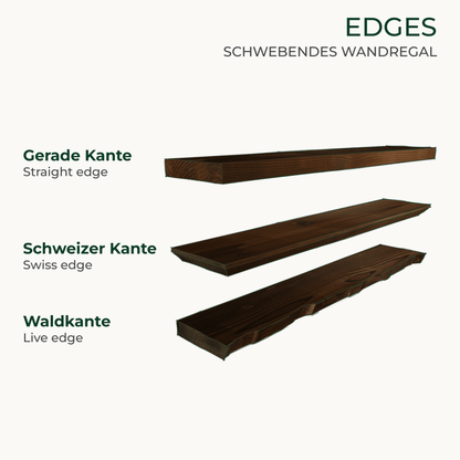Schwebendes Wandregal aus Bauholz | Verbrannt | 30 bis 200 cm breit - Amoligno - Wandregale