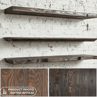 Schwebendes Wandregal aus Bauholz | Verbrannt | 30 bis 200 cm breit - Amoligno - Wandregale