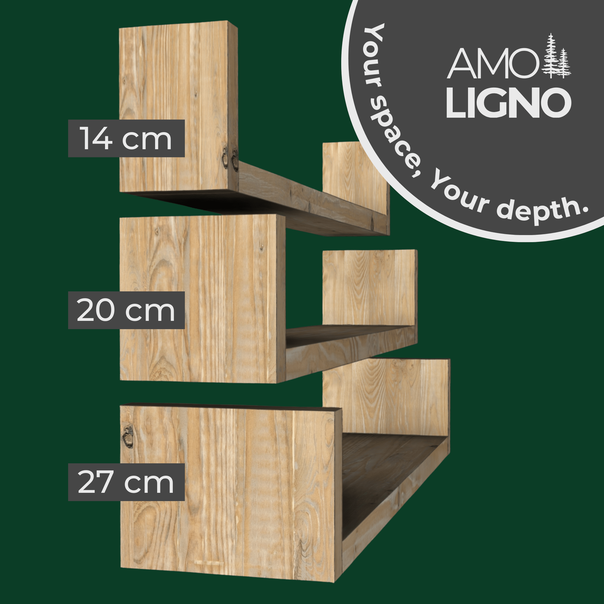 Schwebendes Wandregal | U - Form | 27cm - Amoligno - Wandregale