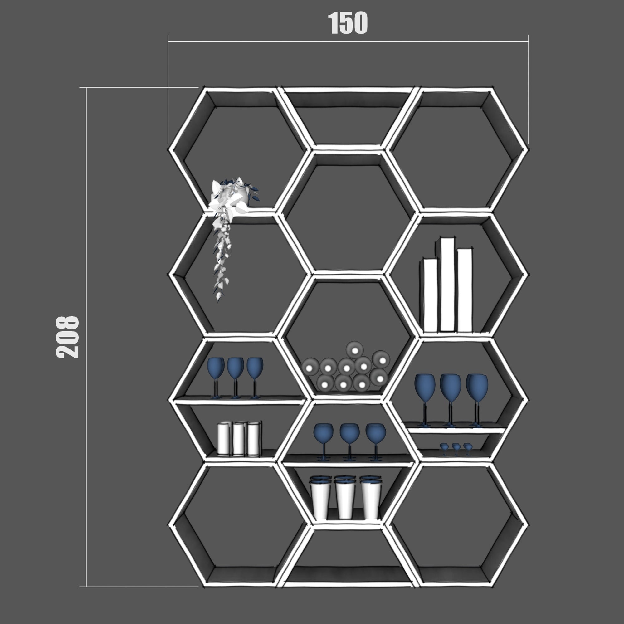Standregal Wabenform | Grosse Hexe - Amoligno - Modulare Regale