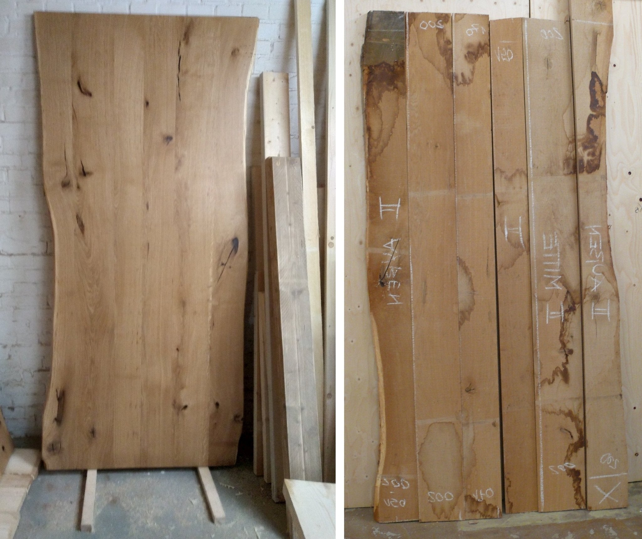 Aktion 25%: Handgefertigte Massivholz - Tischplatte „TIPLA 02“ aus Wurmeiche, mit Waldkante , sofort lieferbar - Amoligno - Tische & Bänke
