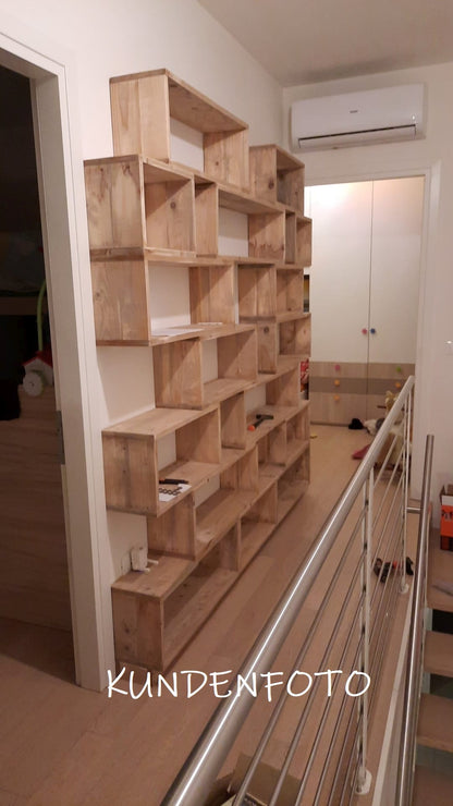 Modulares Standregal aus alten Fußboden - Dielen - Amoligno - Modulare Standregale